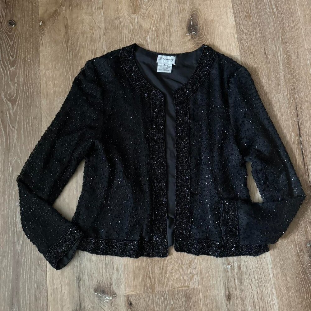 100% Silk Beaded Vintage Cardigan jacket